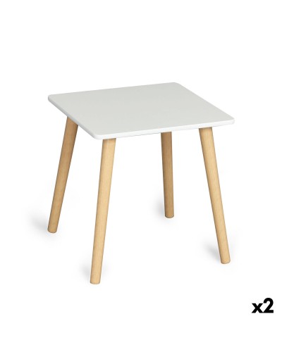 Bijzettafel MobleKit Wit Bruin 40 x 40 x 40 cm (2 Stuks)