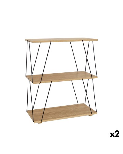 Estantería MobleKit Marrón Negro Madera Metal 60 x 30 x 71,2 cm (2 Unidades)