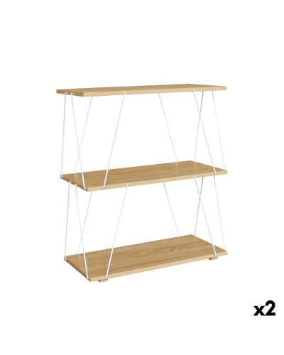 Estantería MobleKit Blanco Marrón Madera Metal 60 x 30 x 71,2 cm (2 Unidades)