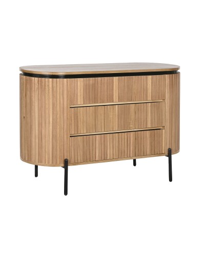 Ladenkast Home ESPRIT Zwart Natuurlijk Metaal Paulownia hout 110 x 39 x 72 cm