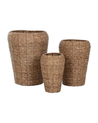 Kasvit Home ESPRIT Ruskea Metalli Kuitu Kaupunki 44 x 44 x 60 cm (3 Kappaletta)