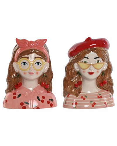 Kasvit Home ESPRIT Monivärinen Dolomite Kaupunki 21 x 14,5 x 27 cm (2 osaa)