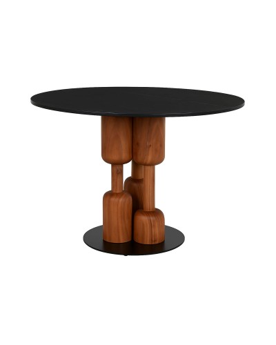 Tavolo da Pranzo Home ESPRIT Nero Naturale Marmo Acacia 106 x 106 x 76 cm