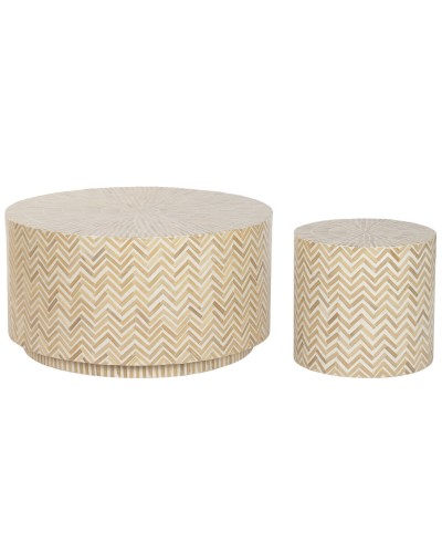 Jeu de 2 tables Home ESPRIT Blanc Marron 80 x 80 x 42 cm