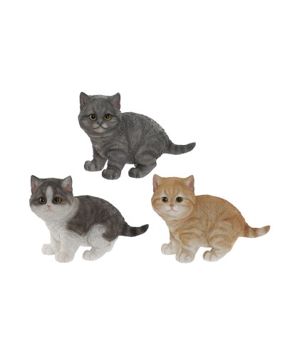 Decorative Figure Home ESPRIT White Grey Orange Little Cat 20,5 x 10 x 15 cm (3 Units)