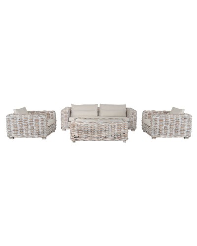 Canapé Home ESPRIT Naturel Bicolore Décapé 220 X 103 X 64 CM (4 Pièces)