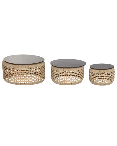 Set of 3 tables Home ESPRIT Ruskea 70 X 70 X 35 CM (3 osaa)
