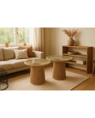 Jeu de 2 tables Home ESPRIT Marron Clair 55 x 55 x 46 cm