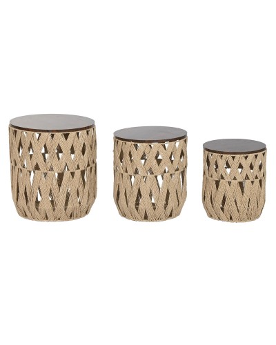 Jeu de 3 tables Home ESPRIT Marron 40 x 40 x 45 cm (3 Pièces)