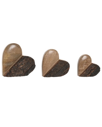 Decorative Figure Home ESPRIT Brown Heart 16 X 2 X 18 CM (3)