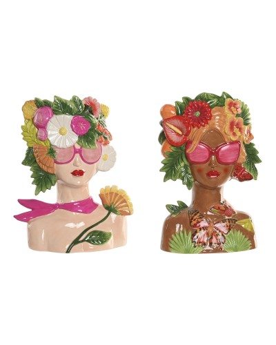 Planter Home ESPRIT Multicolour Ceramic Tropical 27 X 17 X 35 CM (2 Units)