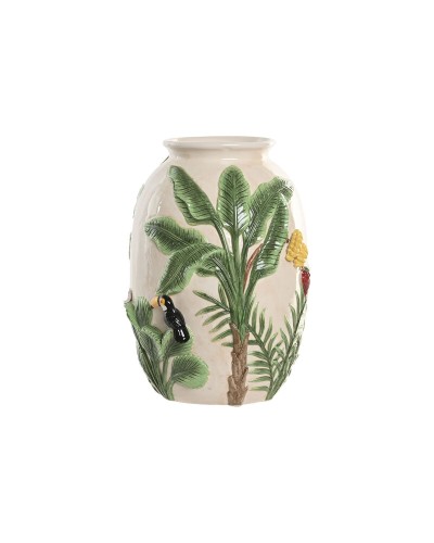 Maljakko Home ESPRIT Vihreä Beige Keraminen Linnut Trooppinen 26 x 26 x 33 cm