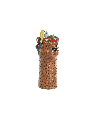 Jarrón Home ESPRIT Marrón Cerámica Tropical 16 x 16 x 38 cm