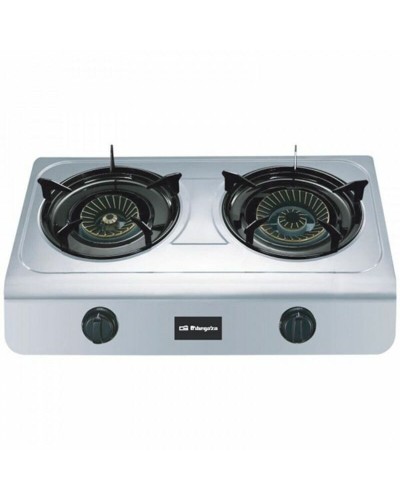 Hornillo de Gas Orbegozo FO2700 Acero Inoxidable (2 Fogones) Negro