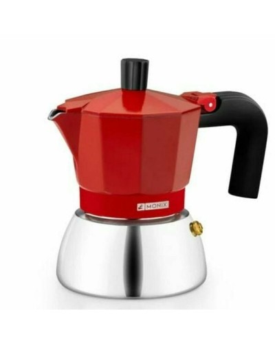 Italienische Kaffeemaschine BRA INOX RED 6T Rot Edelstahl 6 Tassen