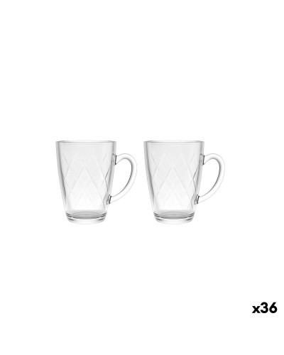 Juego de Tazas de Café La Mediterránea Naira Diamond Transparente 2 Piezas (36 Unidades)