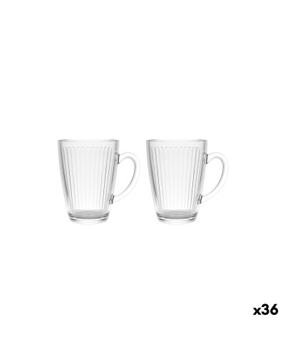 Satz von Kaffeetassen La Mediterránea Naira Lines Durchsichtig 2 Stücke (36 Stück)