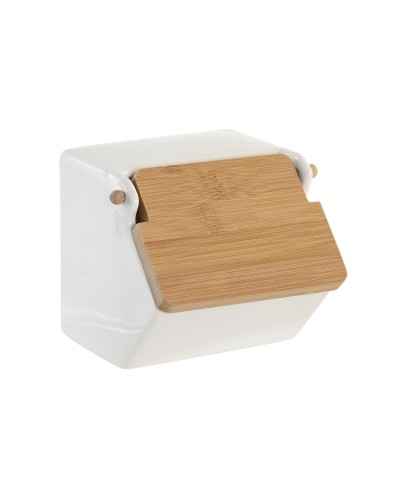 Salero con Tapa DKD Home Decor 12,5 x 14 x 12 cm Natural Porcelana Blanco