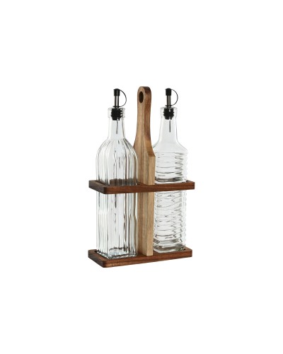Set med olja och vinäger Home ESPRIT Naturell Glas Akaciaträ 500 ml 17,3 x 8 x 30,3 cm