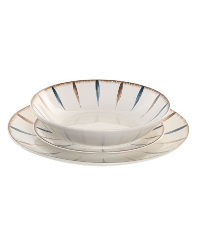 Tableware Home ESPRIT Blue White Porcelain 18 Pieces