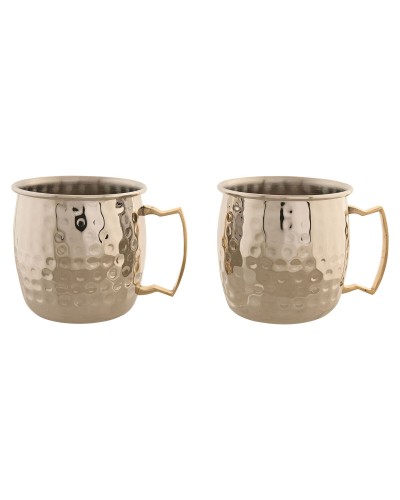 Satz von 2 Henkelbechern Home ESPRIT Gold Silberfarben Loft 480 ml (2 Stück)