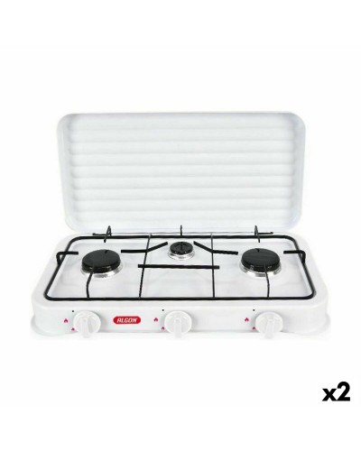 Gaskocher Algon mit Deckel Weiß 5400 W 55 x 7 x 32 cm (2 Stück)
