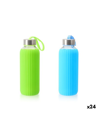 Waterfles Bewinner Glas Siliconen 400 ml 7 x 7 x 19,8 cm (24 Stuks)