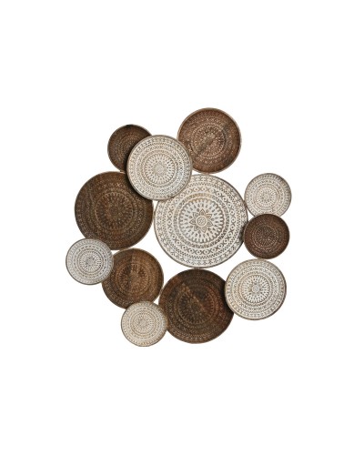 Wall Decoration Home ESPRIT White Dark brown Mandala Arab Aged finish 74 x 5 x 76 cm