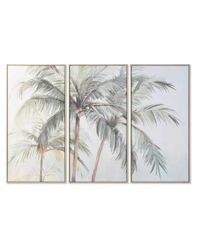 Tela Home ESPRIT Verde Palme Tropicale 180 x 4 x 120 cm (3 Pezzi)