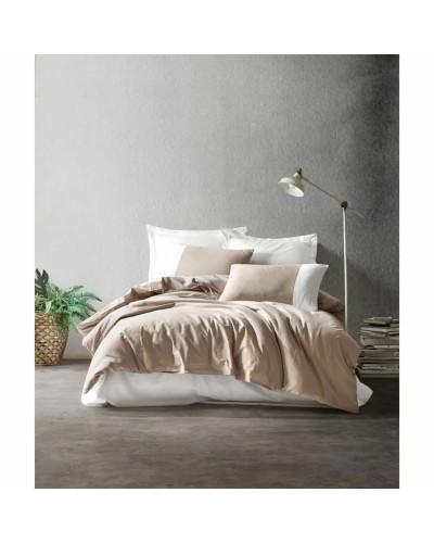 Duvet cover set White Brown 220 x 240 cm