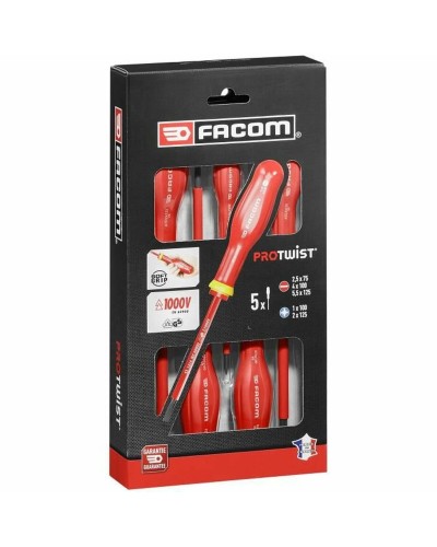 Korkkiruuvisetti Facom Protwist Isolated 1000V AT5VE.PB Litteä Pozidriv 5 Kappaletta