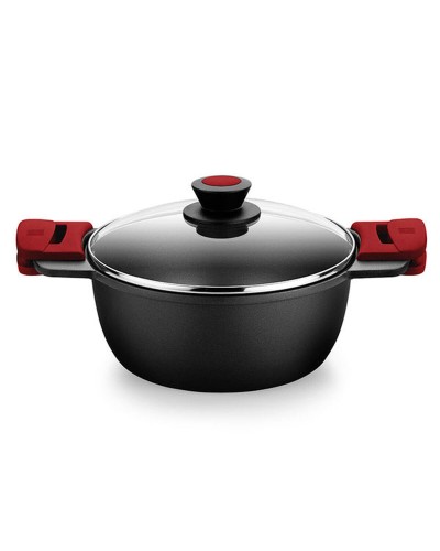 Casseruola con coperchio in vetro BRA A410324 Ø 24 cm Nero 4 L