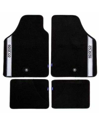 Set di Tappetini per Auto Sparco Nero/Argentato Grigio Argentato Tappeto (4 pcs)