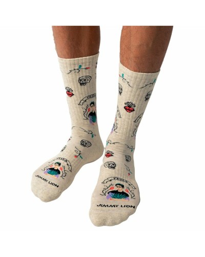Calcetines Jimmy Lion Athletic Frida Viva Mexic Blanco 41-46
