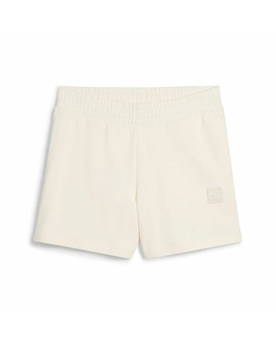 Naisten urheilushortsit Puma Essentials Elevatedd-Ris Valkoinen Luonnollinen