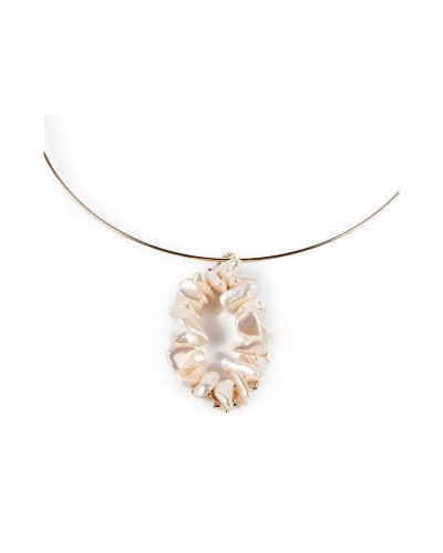 Ketting Dames Shabama Mississippi Luxe Blik Met goudglans Parels 13 cm