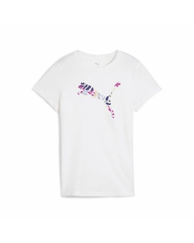 Dames-T-Shirt met Korte Mouwen Puma Graphics Floral Wit (M)