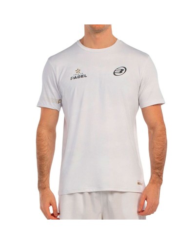 Camiseta de Manga Corta Hombre Bullpadel Bizme 012 Blanco Pádel