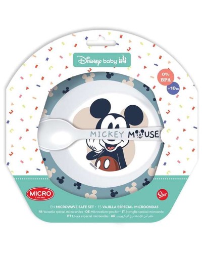 Astiasetti Stor MICROWAVE MEAL SET BOWL + MICKEY SPOON Sininen Muovinen (2 Kappaletta)