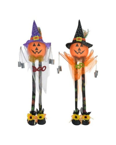 Decoración para Halloween DKD Home Decor Organza Poliéster Calabaza (50 x 92 cm) (2 pcs)