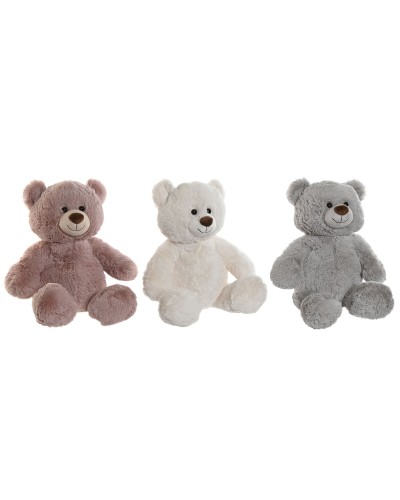 Fluffy toy Home ESPRIT White Brown Grey Polyester Bear 34 x 34 x 40 cm (3 Units)