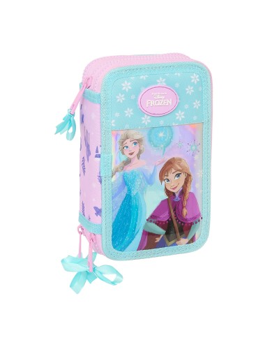Driedubbele Pennenzak Frozen Cool days Paars Hemelsblauw 12,5 x 19,5 x 5,5 cm 36 Onderdelen