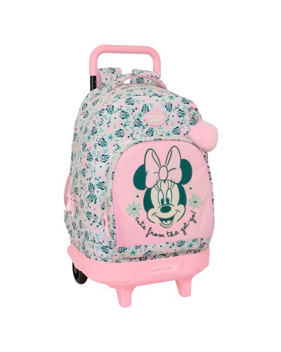 School Rucksack with Wheels Minnie Mouse Minty Pink 33 x 45 x 22 cm