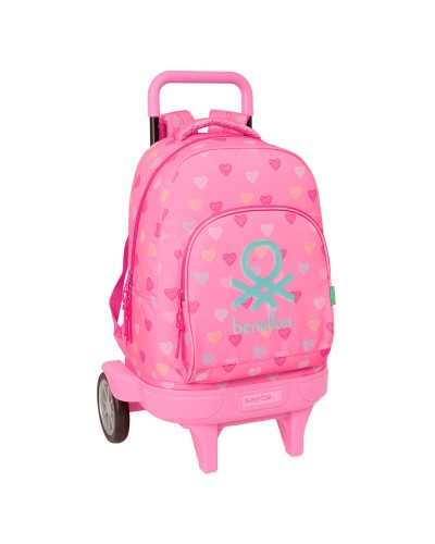 Cartable à roulettes Benetton Heart Rose 33 x 45 x 22 cm