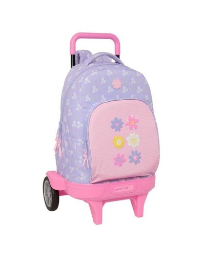 Mochila Escolar con Ruedas Safta Bouquet Rosa Lila 33 x 45 x 22 cm