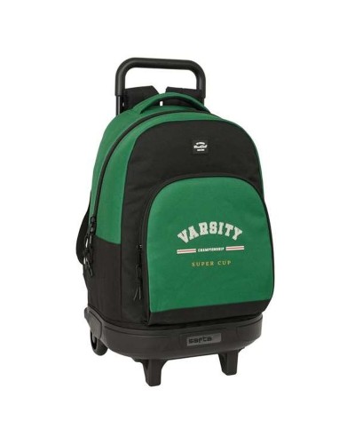 Cartable à roulettes BlackFit8 Varsity Noir Vert 33 x 45 x 22 cm