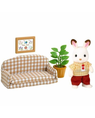 Actiefiguren Sylvanian Families Papa Rabbit Chocolate and Living Room