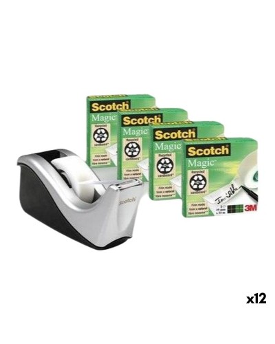 Sellotape Dispenser Scotch C60 Black Grey Cinta Adhesiva x 4 (12 Units)