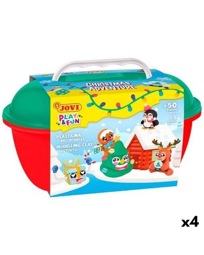 Set di Plastilina Jovi PLAY&FUN Christmas Adventure Multicolore (4 Unità)