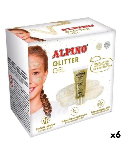 Schminkset für Kinder Alpino Glitter GEl Gold (6 Stück)